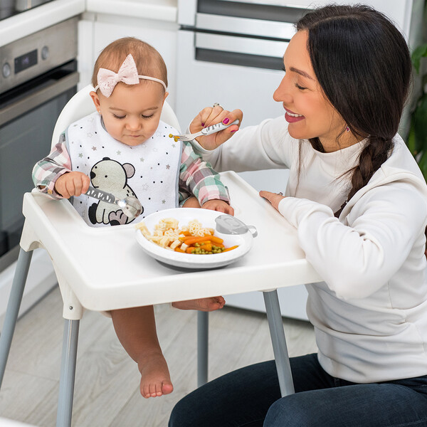 BabyOno: Σετ κουτάλι και πιρούνι από ανοξείδωτο ατσάλι Ροζ-Γκρι BN1065/02 - Image 2