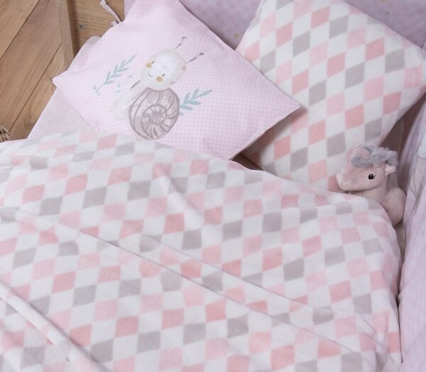 nef nef ΒΡΕΦΙΚΗ ΚΟΥΒΕΡΤΑ fleece ΚΟΥΝΙΑΣ sweet rhombus 110x150 036123 pink