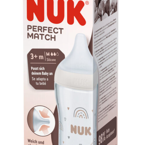 NUK ΜΠΙΜΠΕΡΟ PERFECT MATCH ΓΥΑΛΙΝΟ 230ml (ΣΙΛΙΚ.) TEMP.CONTROL
