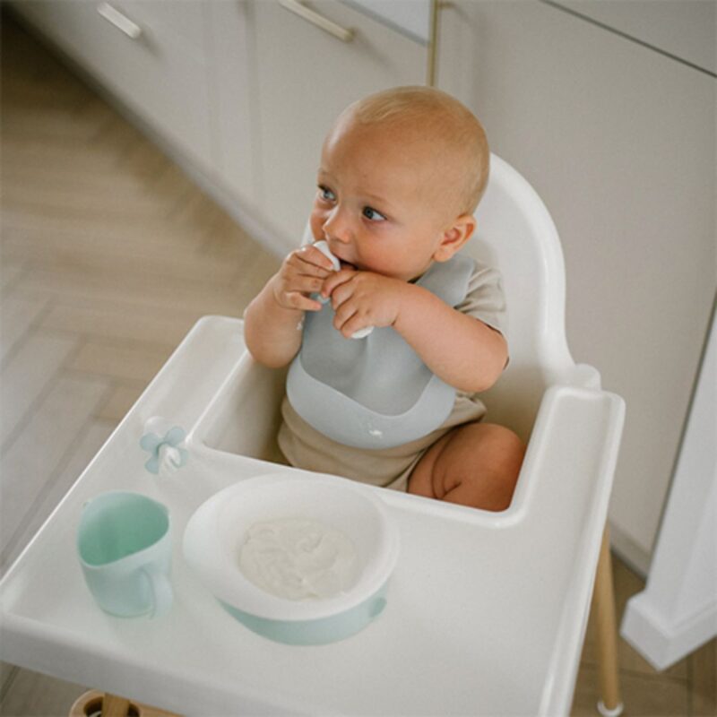 BabyOno: Σαλιάρα σιλικόνης 6m+ με θήκη περισυλλογής τροφίμων-Turquoise Κωδ: BN1598/03 - Image 2