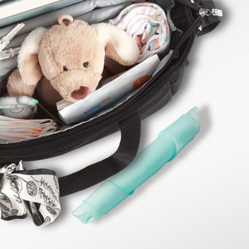 BabyOno: Σαλιάρα σιλικόνης 6m+ με θήκη περισυλλογής τροφίμων-Turquoise Κωδ: BN1598/01 - Image 4