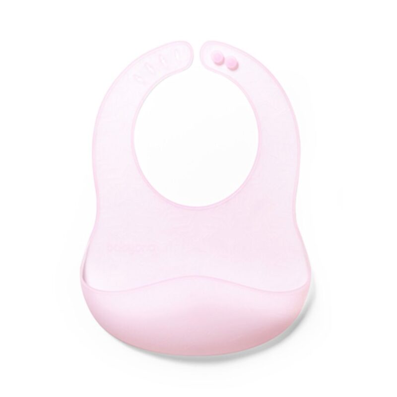 BabyOno: Σαλιάρα σιλικόνης 6m+ με θήκη περισυλλογής τροφίμων-Pink Κωδ: BN1598/02