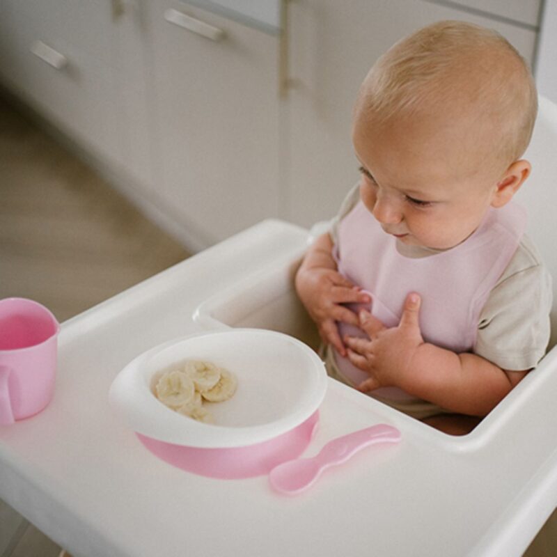 BabyOno: Σαλιάρα σιλικόνης 6m+ με θήκη περισυλλογής τροφίμων-Pink Κωδ: BN1598/02 - Image 2