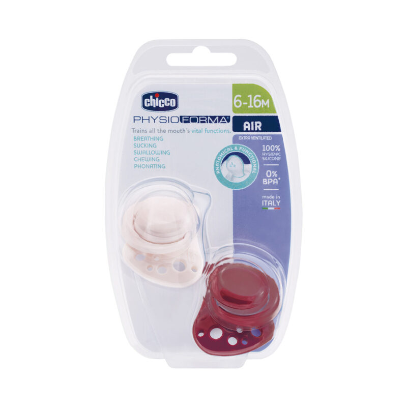 CHICCO Πιπίλες Air PhysioForma Μπεζ - Μπορντό Για 6-16 Μηνών 2τμχ - Image 2
