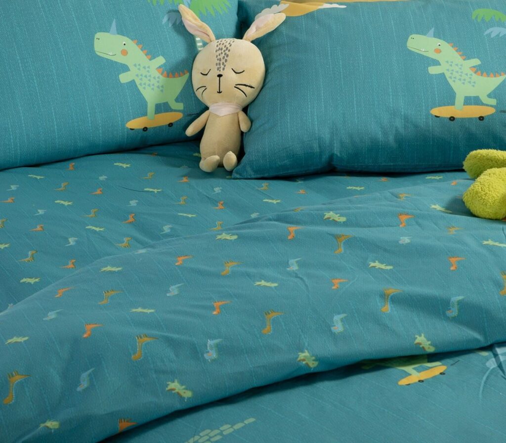 nef nef homeware Παιδικά σεντόνια μονά σετ dinos on wheels petrol 038444