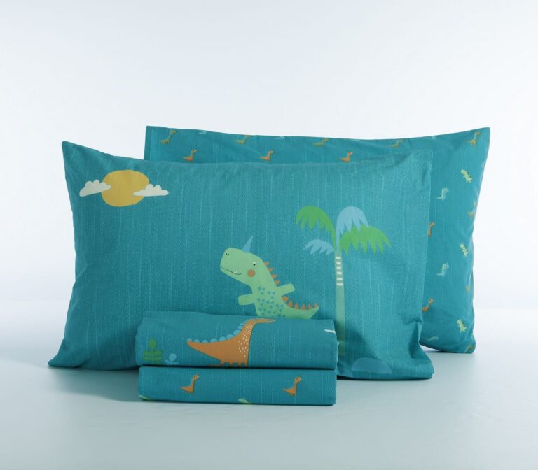 nef nef homeware Παιδικά σεντόνια μονά σετ dinos on wheels petrol 038444