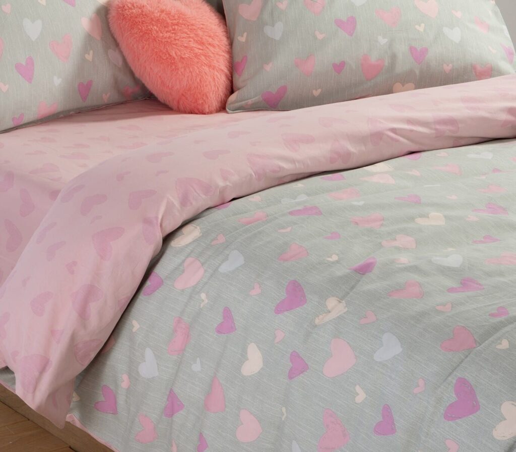 nef nef homeware Παιδικά σεντόνια μονά σετ hearts attack grey 038445