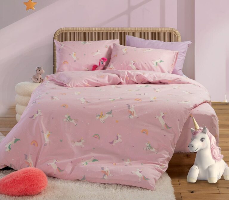 nef nef homeware Παιδικά σεντόνια μονά σετ unicorns style pink 038449
