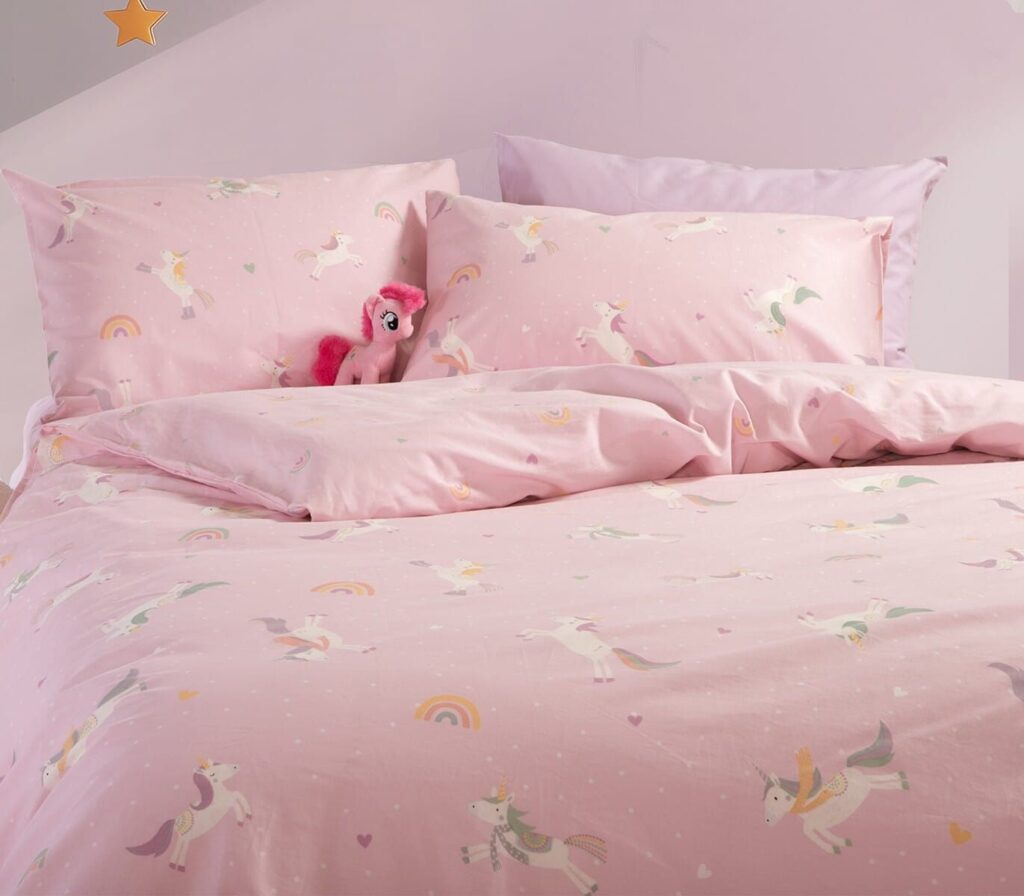 nef nef homeware Παιδικά σεντόνια μονά σετ unicorns style pink 038449