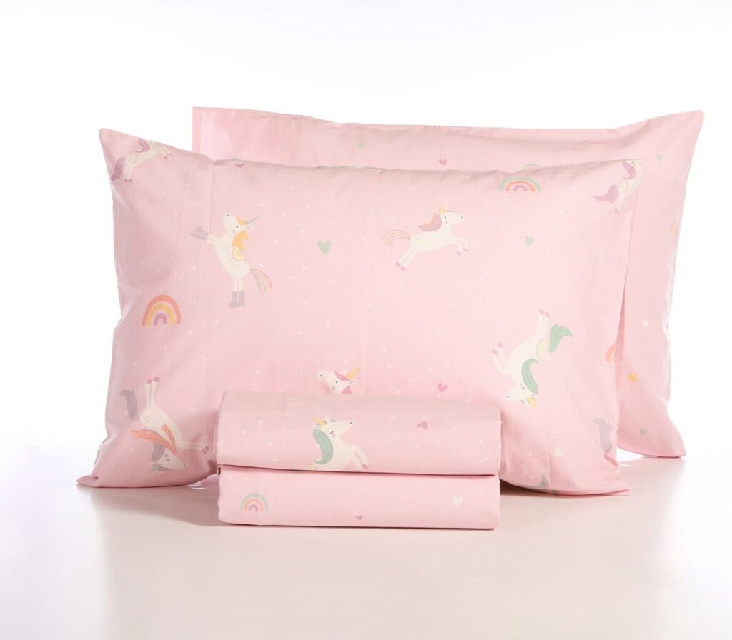 nef nef homeware Παιδικά σεντόνια μονά σετ unicorns style pink 038449