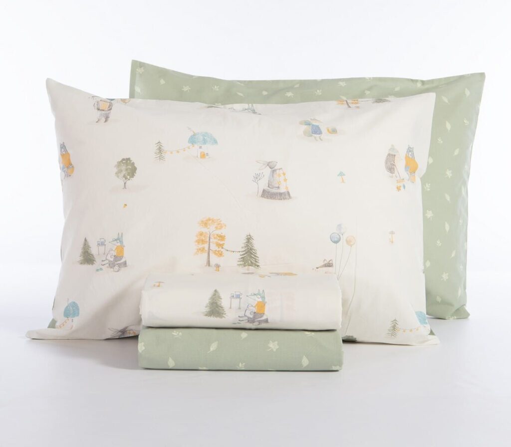 nef nef homeware Παιδικά σεντόνια μονά σετ woodland party ecru 038443
