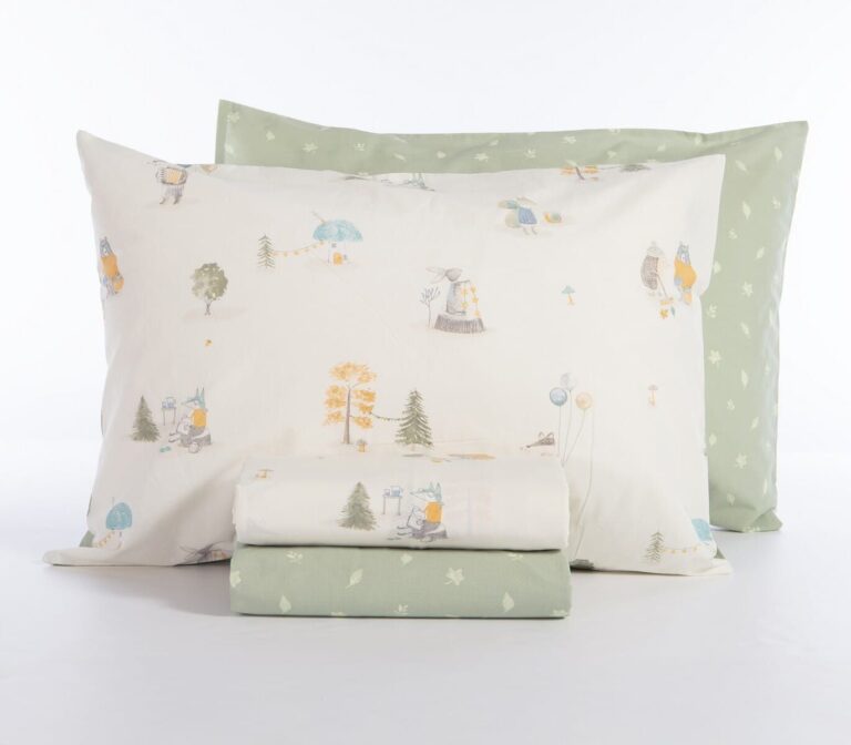 nef nef homeware Παιδικά σεντόνια μονά σετ woodland party ecru 038443