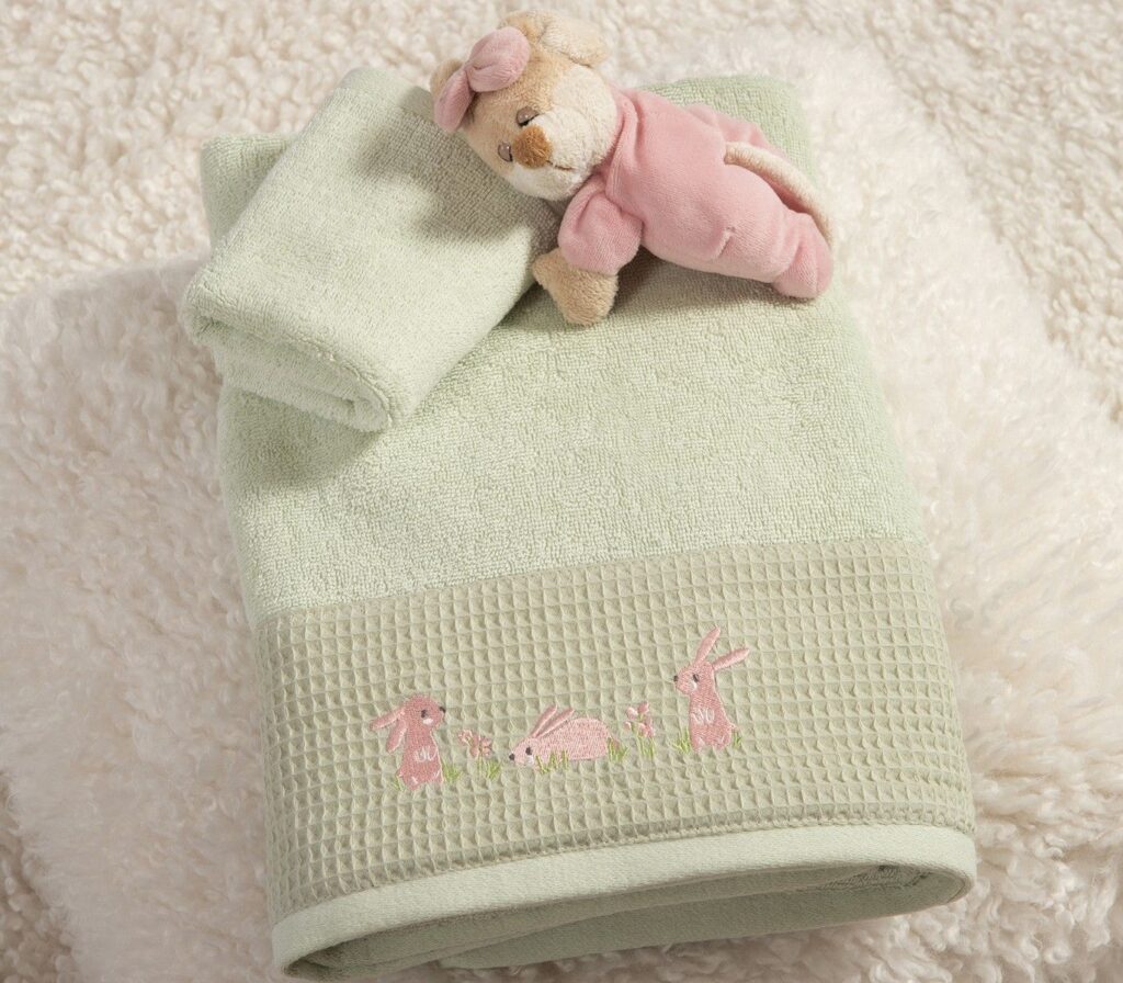 nef nef homewear Παιδικές πετσέτες σετ 2τμχ country bunny mint 038820