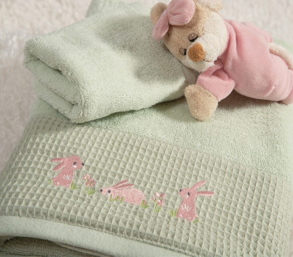 nef nef homewear Παιδικές πετσέτες σετ 2τμχ country bunny mint 038820
