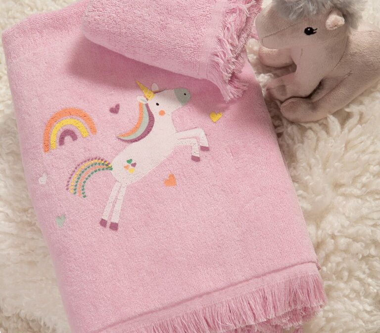 nef nef homewear Παιδικές πετσέτες σετ 2τμχ unicorns style pink 038775