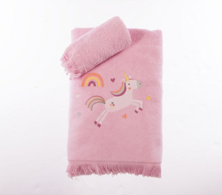 nef nef homewear Παιδικές πετσέτες σετ 2τμχ unicorns style pink 038775