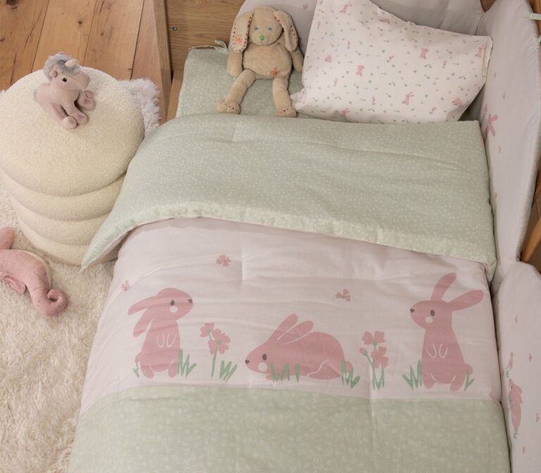 nef nef homeware Πάπλωμα κούνιας country bunny ecru mint 038243