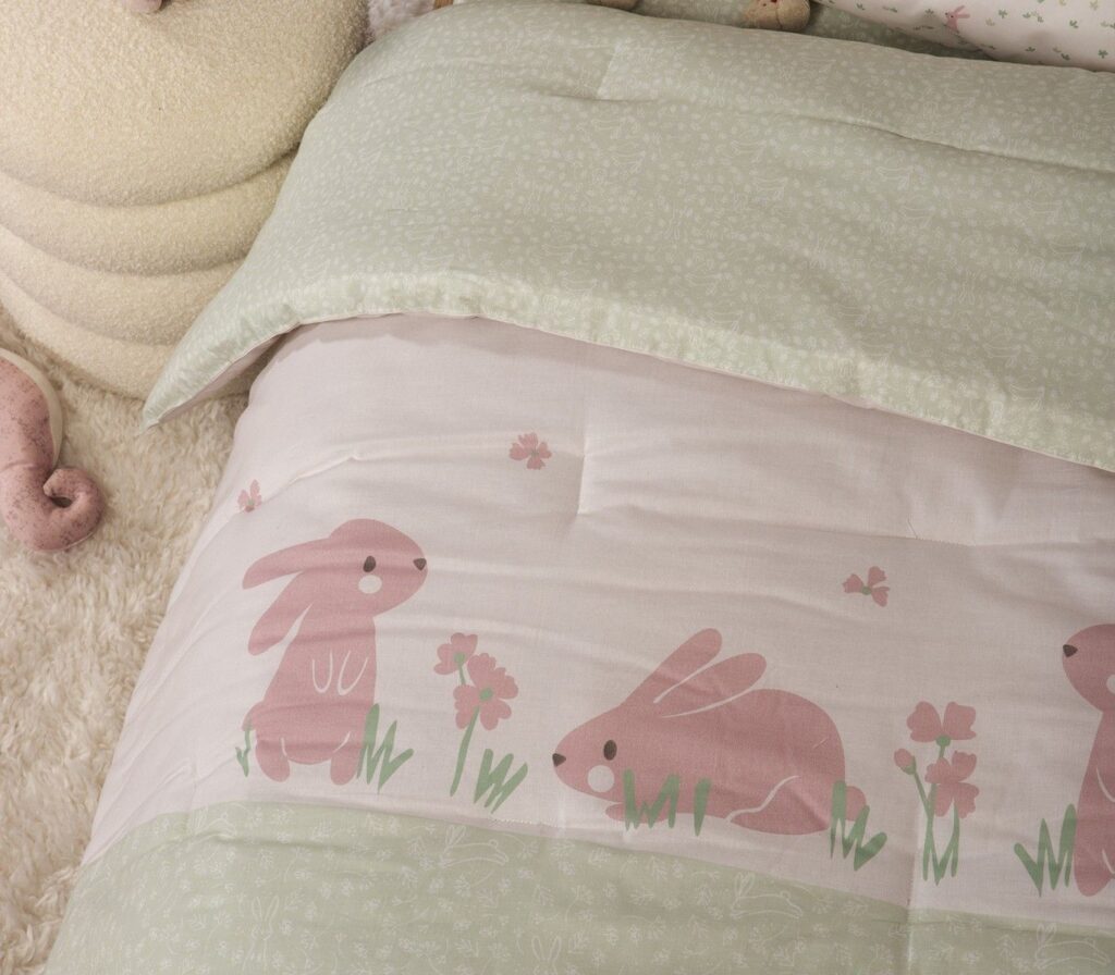 nef nef homeware Πάπλωμα κούνιας country bunny ecru mint 038243