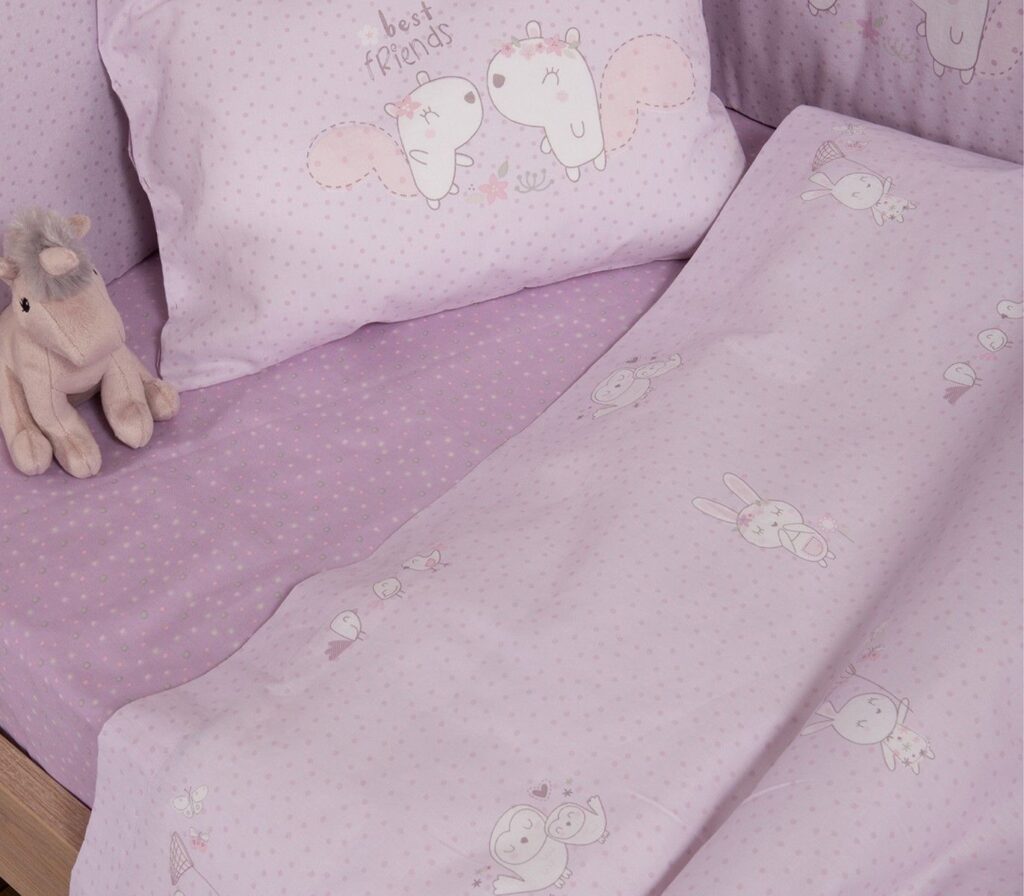 nef nef homewear Σεντόνια κούνιας σετ best friends lilac 038237