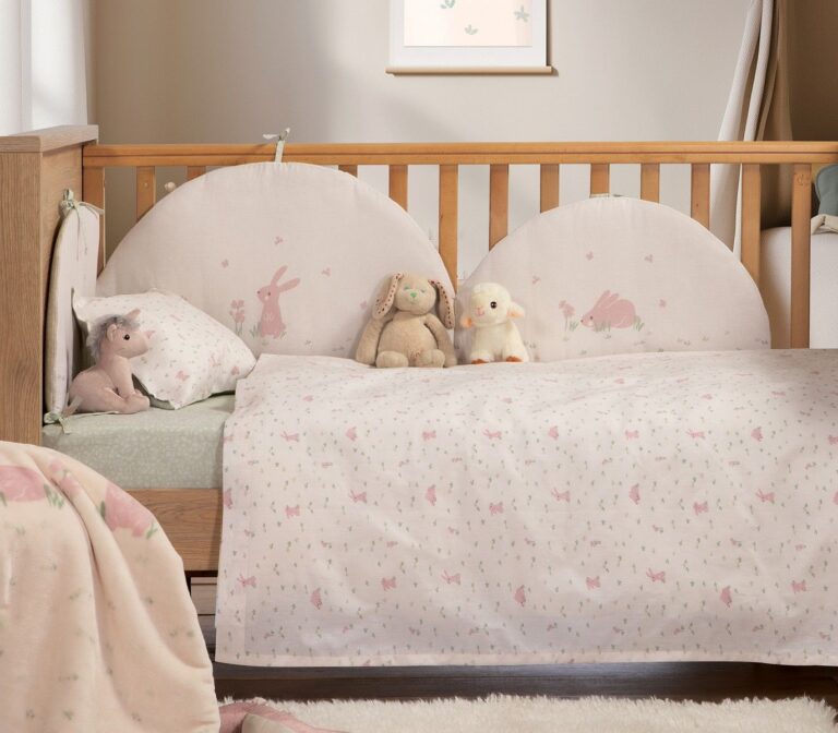 nef nef homewear Σεντόνια κούνιας σετ country bunny ecru mint 038235