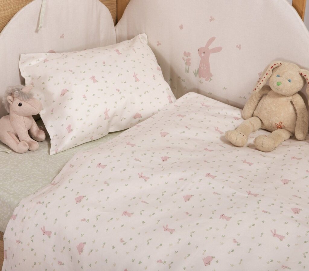 nef nef homewear Σεντόνια κούνιας σετ country bunny ecru mint 038235