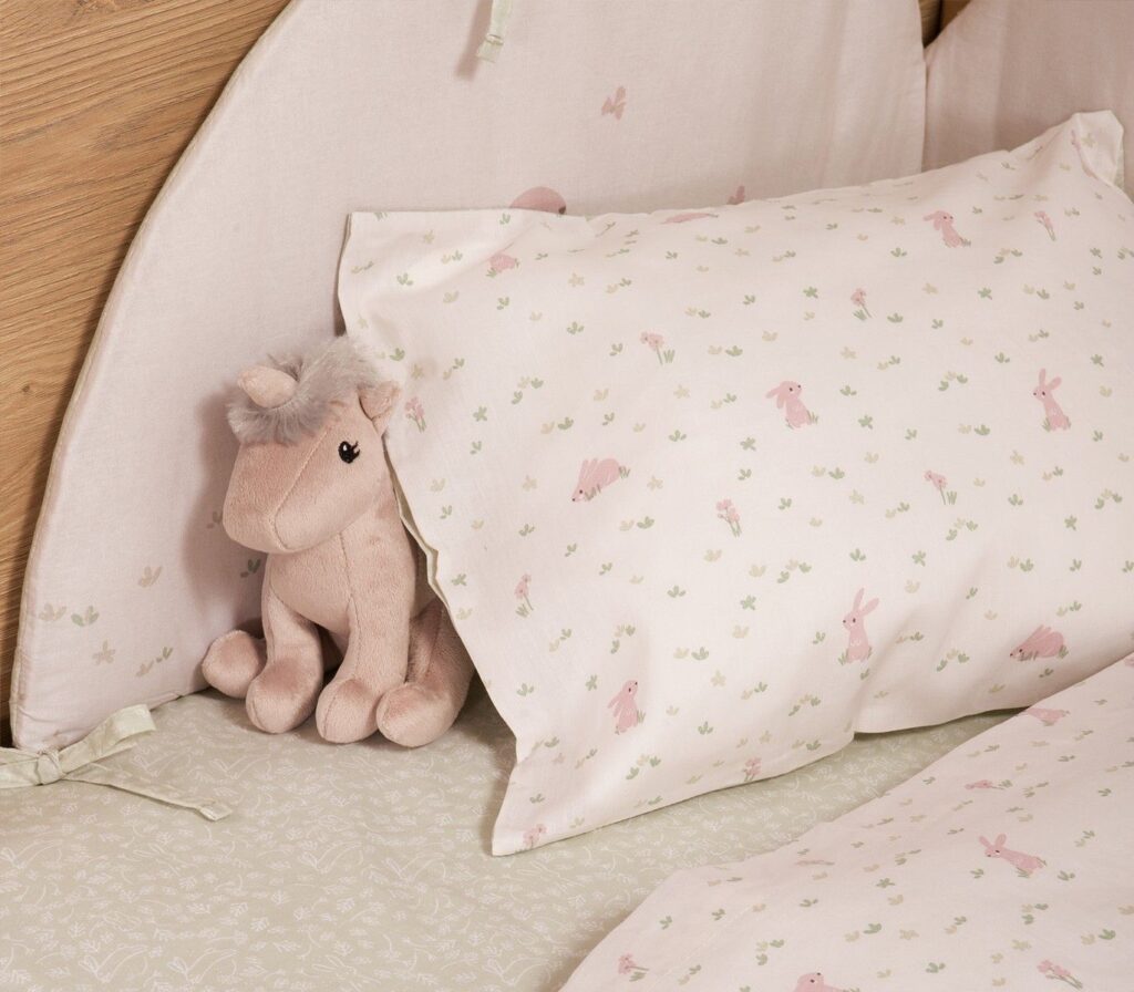 nef nef homewear Σεντόνια κούνιας σετ country bunny ecru mint 038235