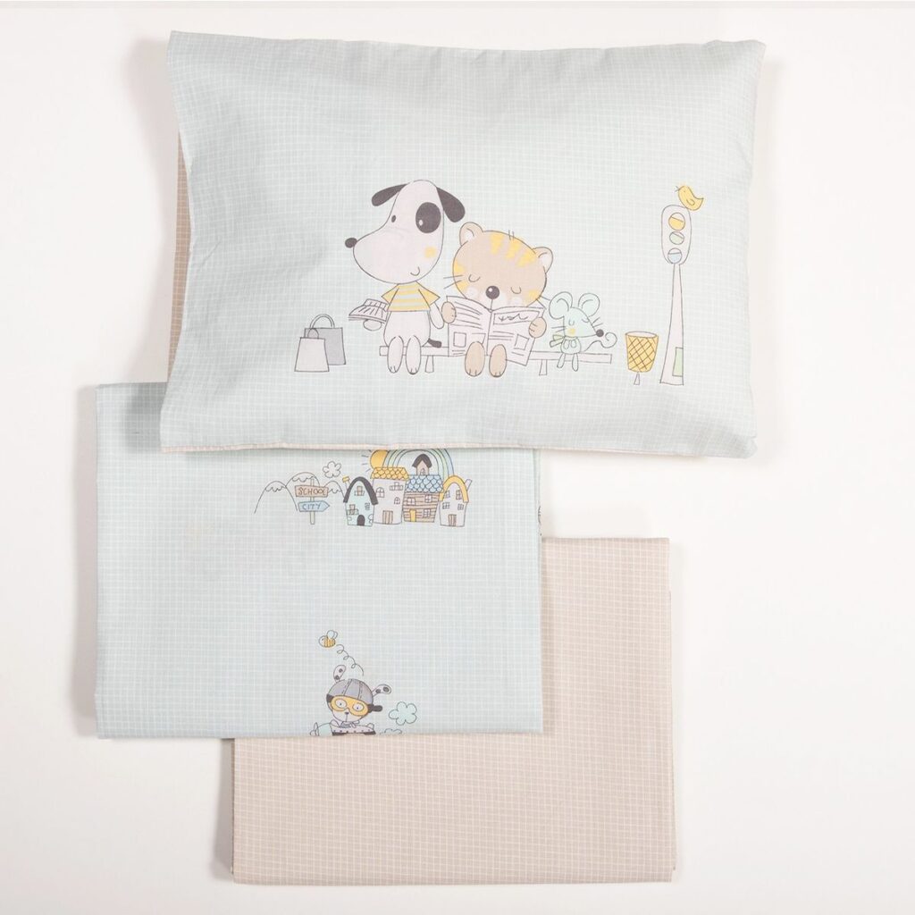 nef nef homewear Σεντόνια κούνιας σετ life in the city aqua 038236