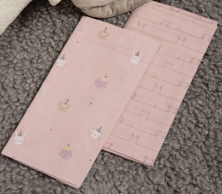 nef nef homeware Σεντόνια λίκνου σετ special party pink 038242