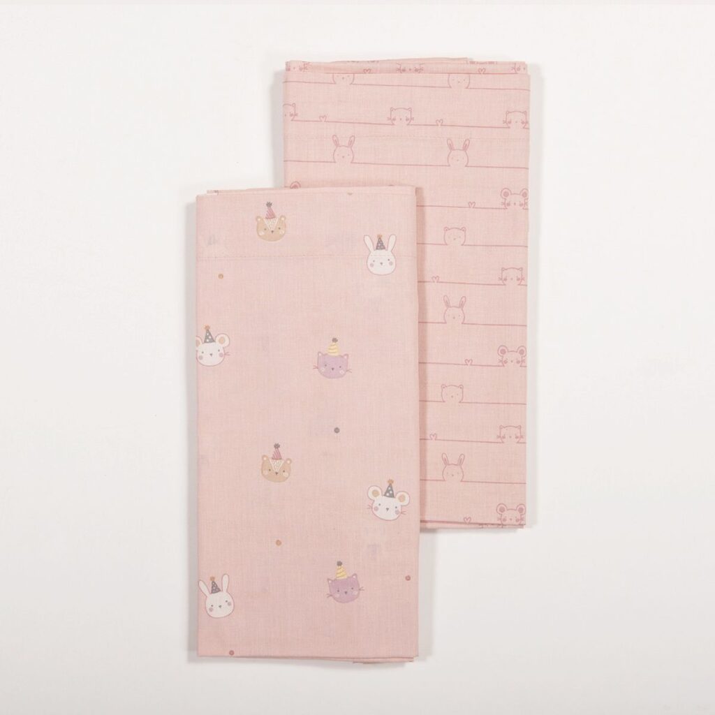 nef nef homeware Σεντόνια λίκνου σετ special party pink 038242