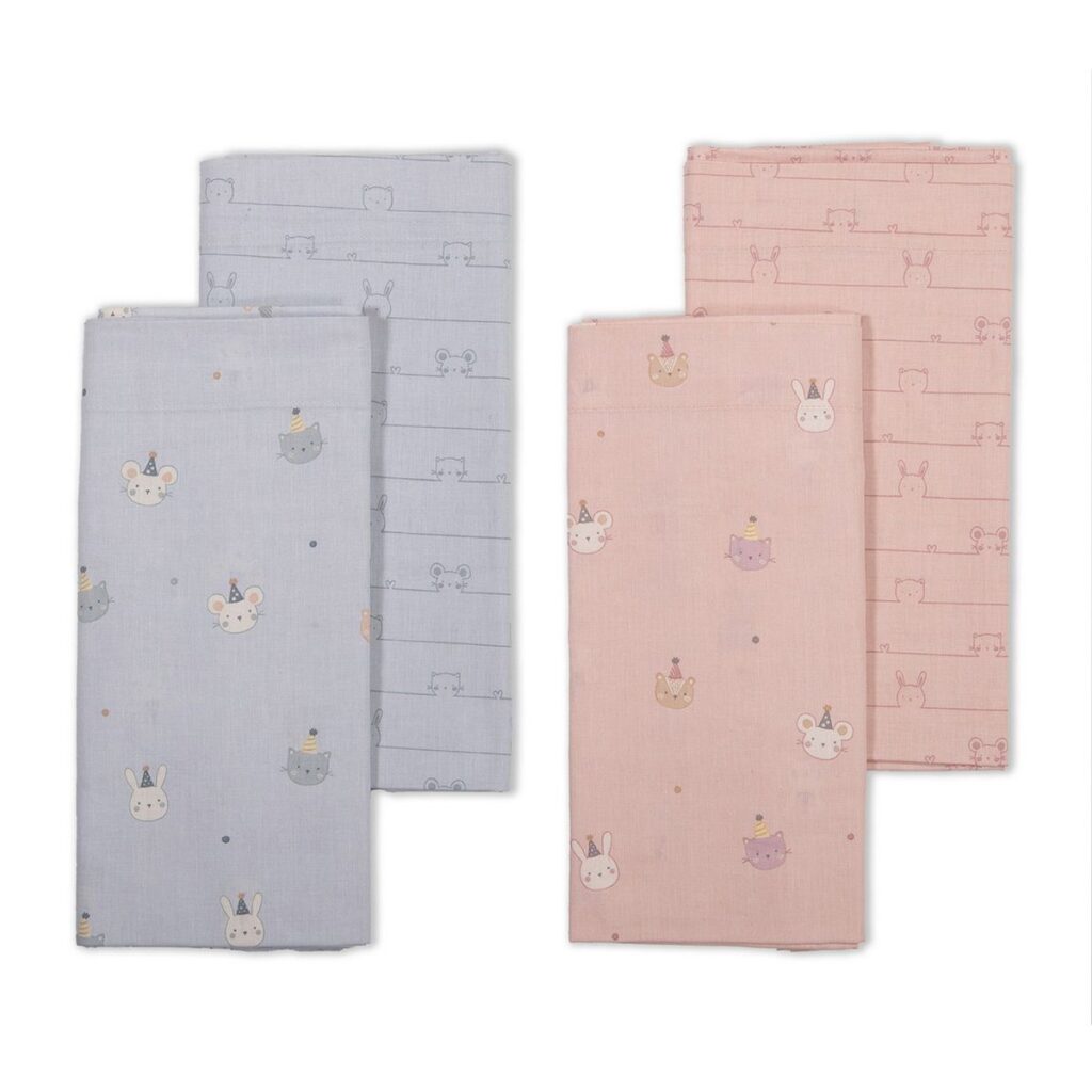 nef nef homeware Σεντόνια λίκνου σετ special party pink 038242