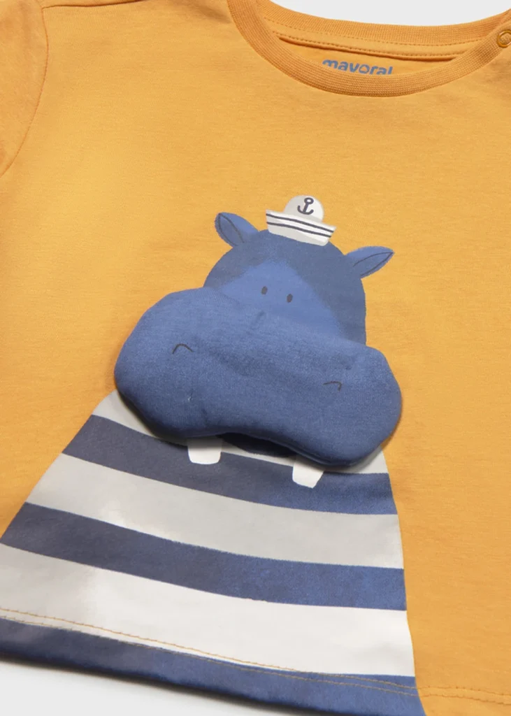 mayoral Μπλουζα κοντομανικη απλικε 26 1011 87 Μπεζ