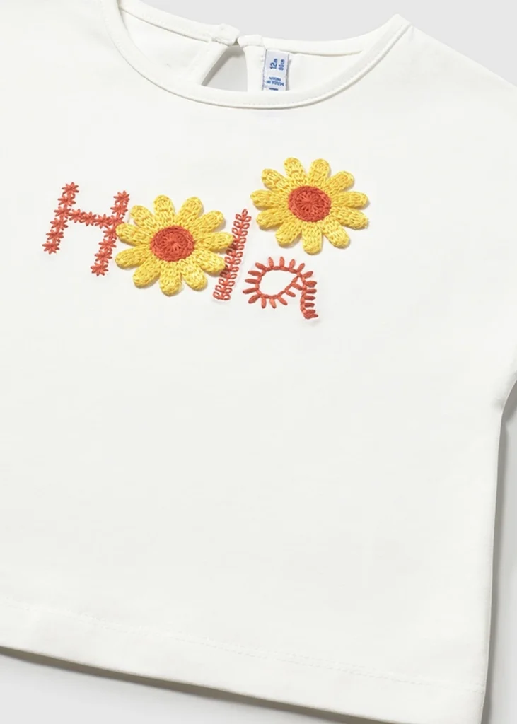 mayoral Μπλουζα κοντ/κη απλικε πλεκτη 26 1084 26 Εκρού