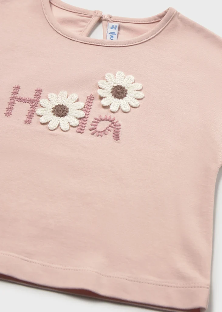 mayoral Μπλουζα κοντ/κη απλικε πλεκτη 26 1084 26 Εκρού