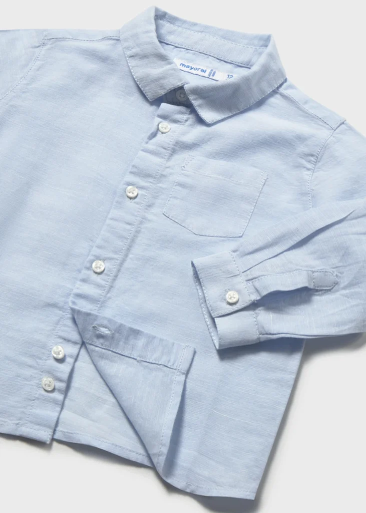 mayoral Πουκαμισο μακρ/κο λινο γιακας 26 1118 43 Γαλάζιο