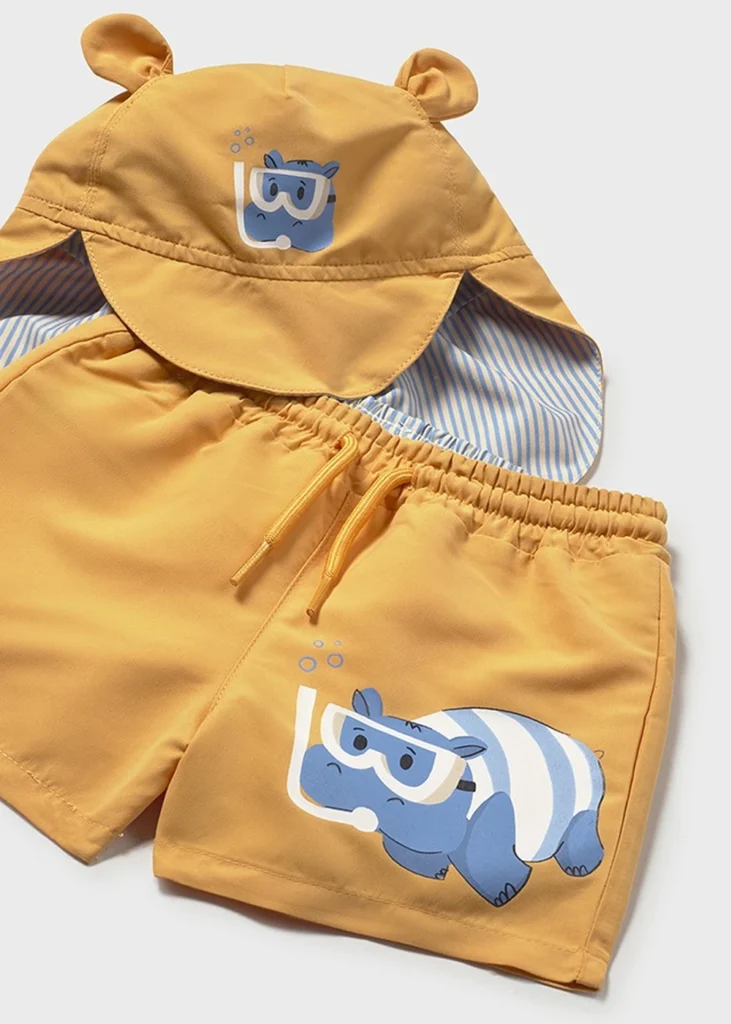 mayoral Σετ μαγιο καπελο αφτακια 26 1662 20 Μπλε