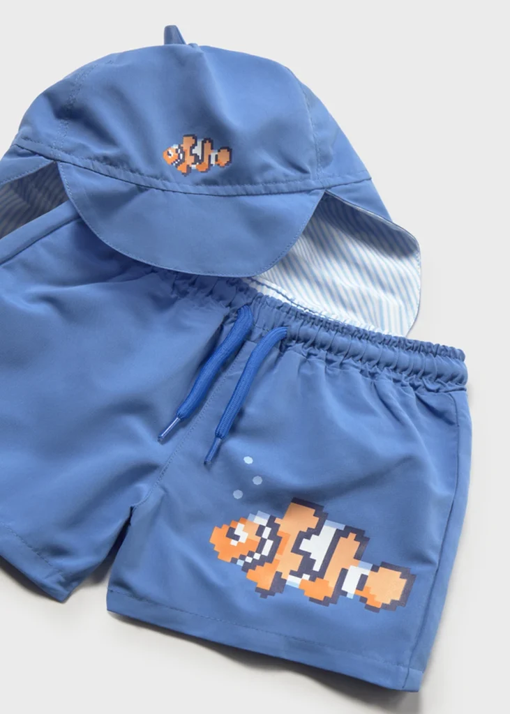 mayoral Σετ μαγιο καπελο αφτακια 26 1662 20 Μπλε