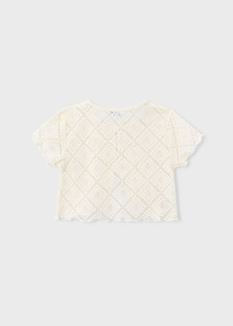 mayoral Μπλουζα κοντ/κη 2 τεμ crochet 26 3015 88 Μπεζ ανοιχτό
