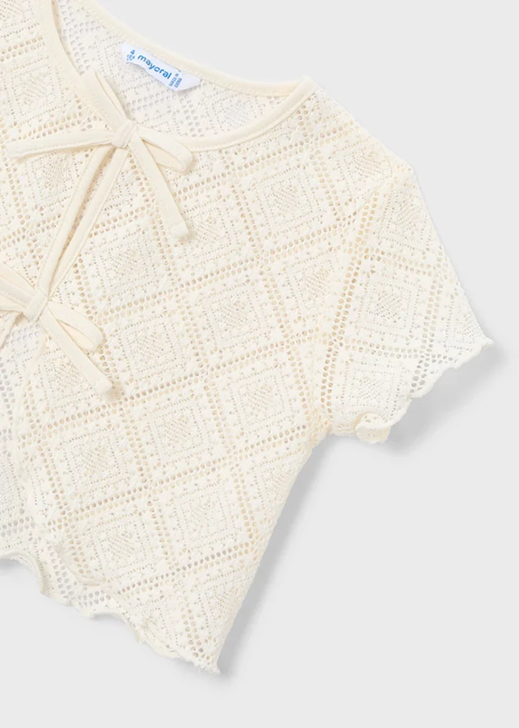 mayoral Μπλουζα κοντ/κη 2 τεμ crochet 26 3015 88 Μπεζ ανοιχτό