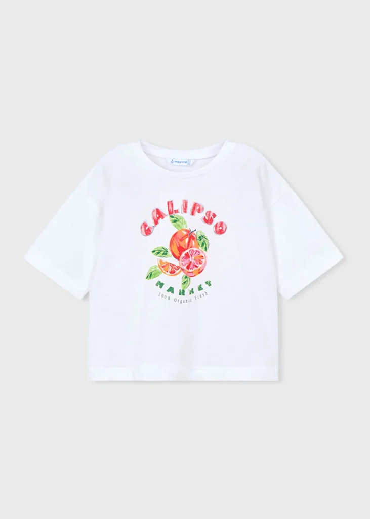 mayoral Μπλουζα κοντομανικη 26 3016 21 Λευκό / Κόκκινο