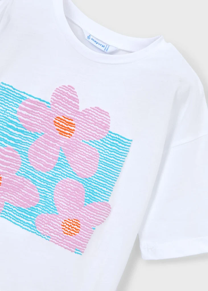 mayoral Μπλουζα κοντομανικη 26 3016 21 Λευκό / Κόκκινο