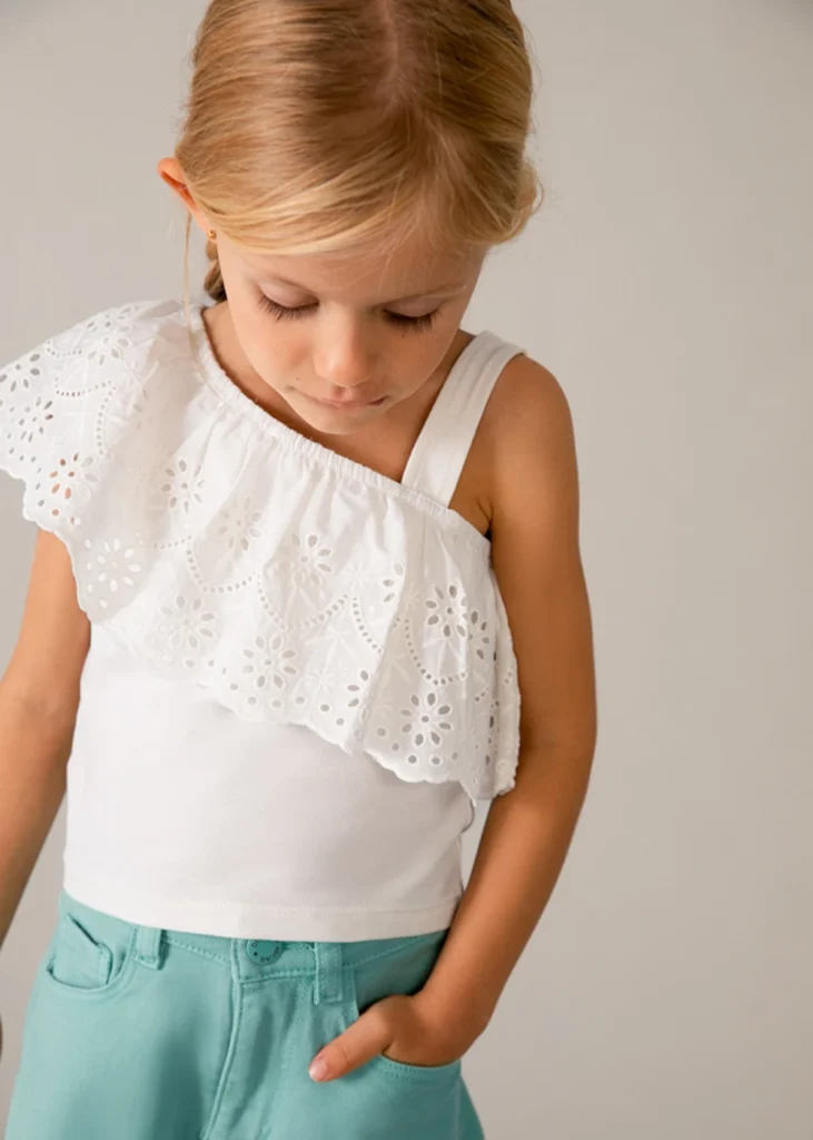 mayoral Μπλουζα τιραντες διατρητη 26 3022 20 Εκρού