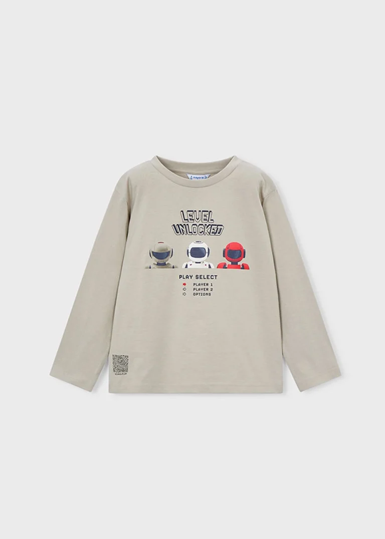 mayoral Μπλουζα μακρυμανικη ρομποτ 26 3084 19 Μπεζ