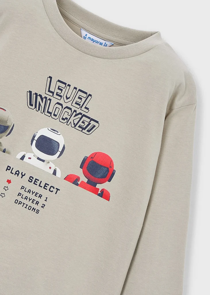 mayoral Μπλουζα μακρυμανικη ρομποτ 26 3084 19 Μπεζ