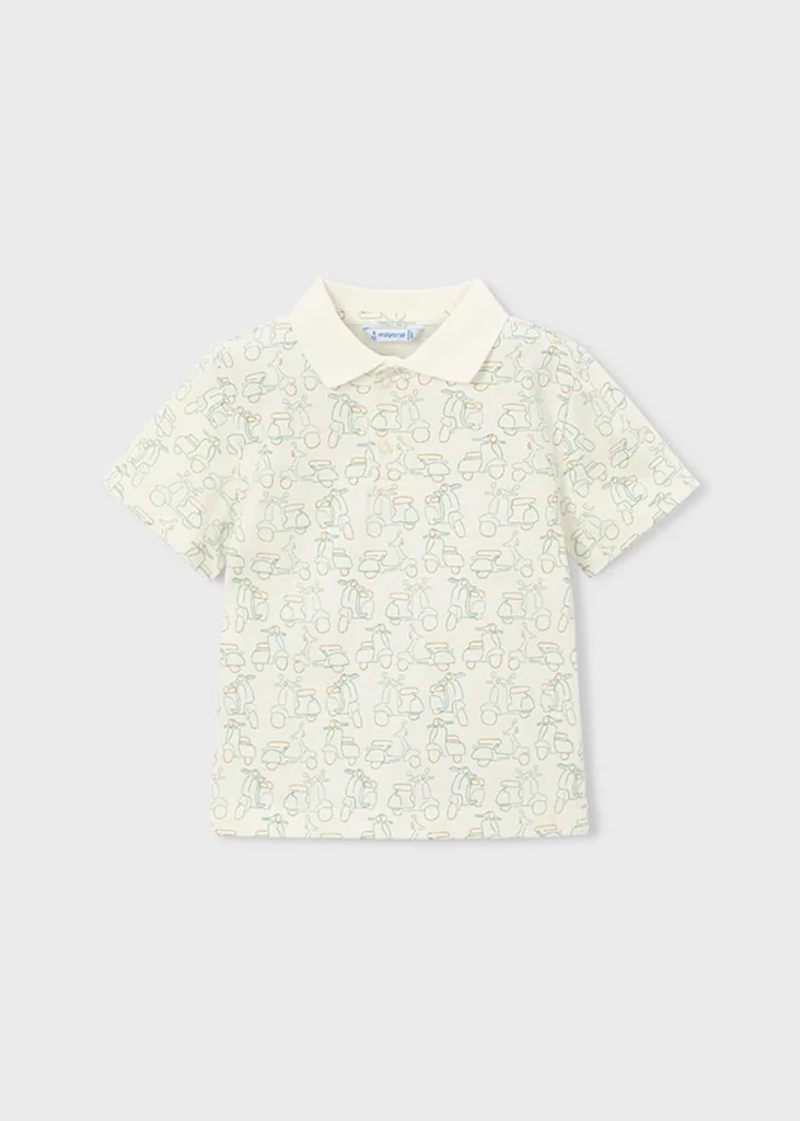 mayoral Πολο κοντομανικο Σταμπωτό 26 3104 85 Κρέμ / Πράσινο