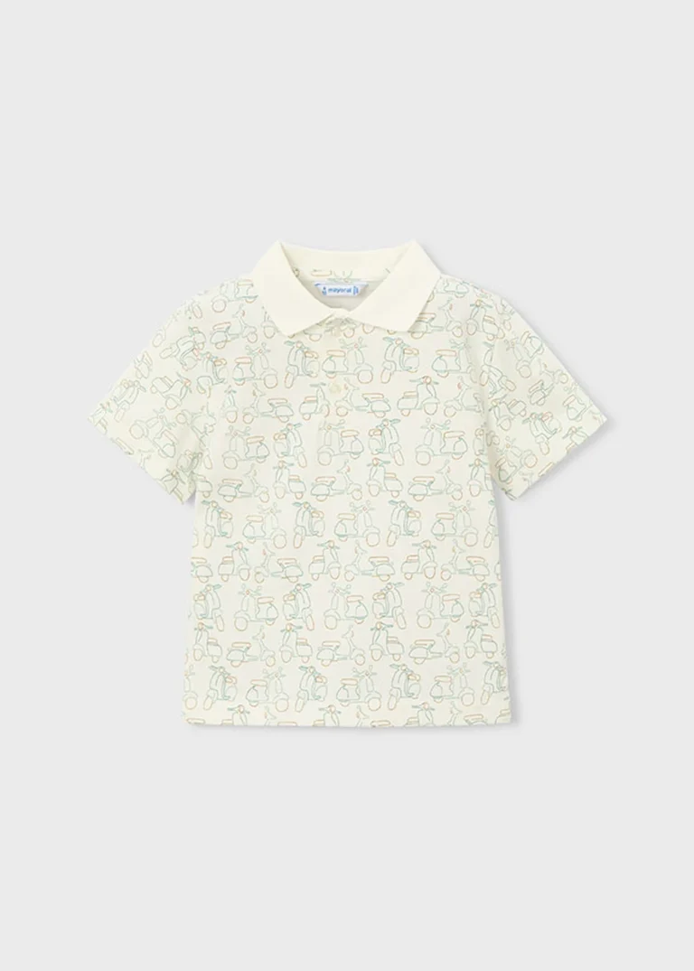 mayoral Πολο κοντομανικο Σταμπωτό 26 3104 85 Κρέμ / Πράσινο