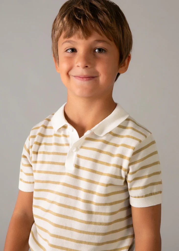 mayoral Πολο κοντ/κο πλεκτο 26 3106 90 Κρεμ / Καφέ