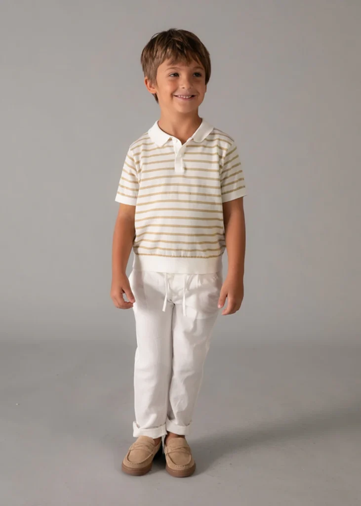 mayoral Πολο κοντ/κο πλεκτο 26 3106 90 Κρεμ / Καφέ