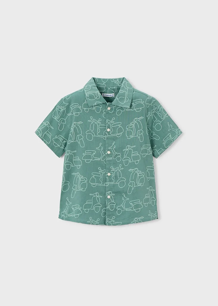 mayoral Πουκαμισο κοντομαν Σταμπωτό 26 3115 26 Πράσινο Φυστικί