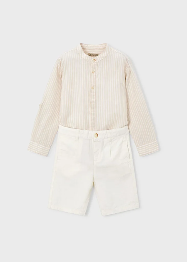 mayoral Σετ βερμουδα λινη suiting 26 3216 11 Μπεζ