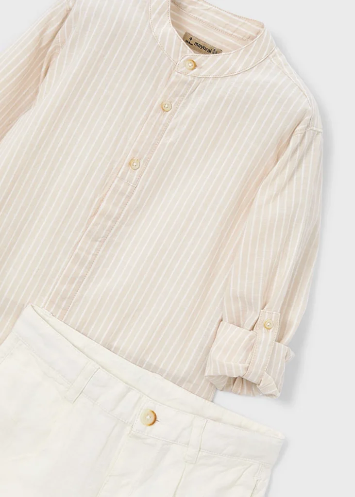 mayoral Σετ βερμουδα λινη suiting 26 3216 11 Μπεζ